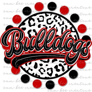 Bulldogs leopard round game day digital design / sublimation png file / instant digital download /retro cheetah pattern baseball football