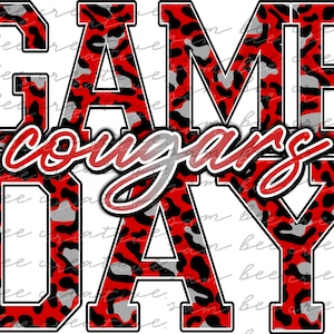 Cougars game day digital design / sublimation png file digital download / instant digital download / football basketball volleyball leopard