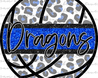 Drachen Leopard Glitzer Basketball Spieltag digitales Design / Bären Basketball / Sublimation png Datei/ sofortiger digitaler Download/ Gepard Royal