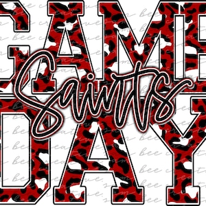 Saints leopard game day digital design / baseball softball football / sublimation png file digital download / cheetah print school spirit
