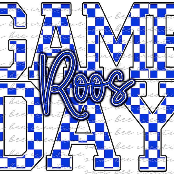 Roos checkerboard game day digital design / royal blue retro sports / sublimation png digital download/ instant digital download/ kangaroos