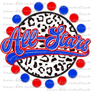 All-stars leopard round game day digital design / sublimation png file / instant digital download / baseball softball football basketball