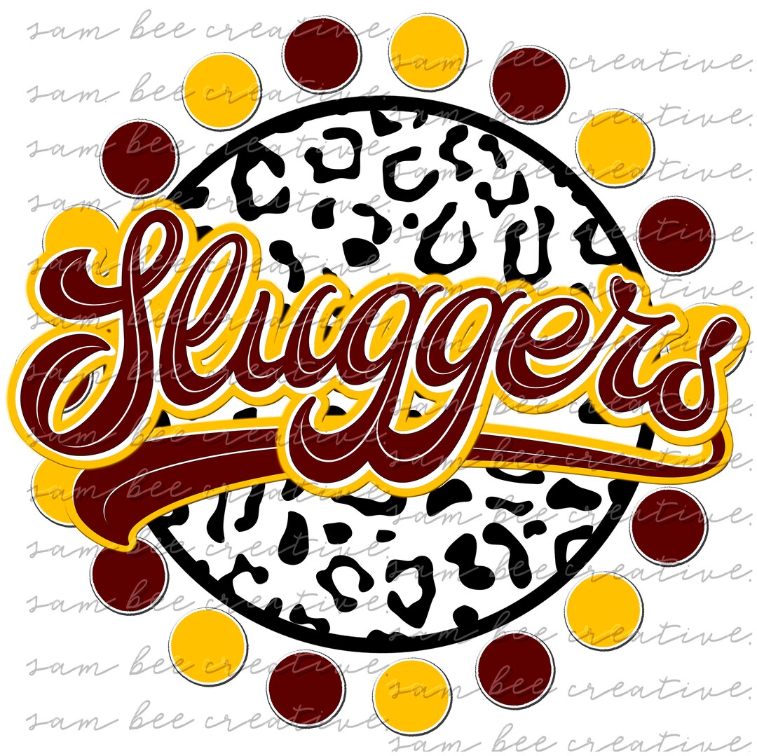 Sluggers Text Sluggers Leopard Round Game Day Digital Design / Sublimation Png File ...