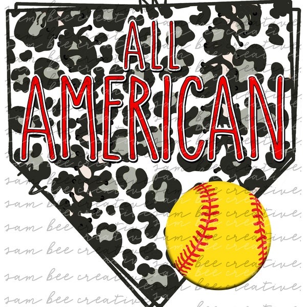 All american softball home plate digital design / leopard game day / sublimation png file digital download / instant digital download