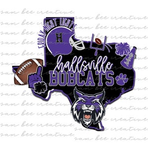 Hallsville Bobcats Texas football digital design / school spirit small town big state pride / sublimation png file /instant digital download