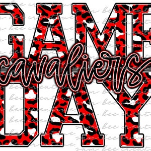 Cavaliers game day digital design / football leopard game day / sublimation png file / instant digital download / red black cheetah design