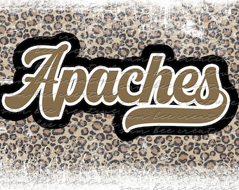 Apaches retro distressed leopard digital design / sublimation png file / instant digital download / apaches leopard design / apaches retro