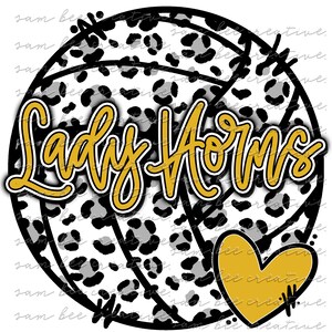 Lady Horns cheetah volleyball digital design. / leopard print volleyball design / sublimation png digital download /instant digital download