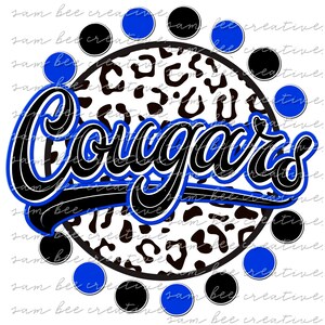 Cougars leopard print game day digital design / cheetah baseball softball leopard royal / sublimation png file / instant digital download