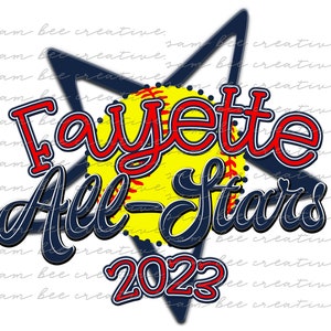 Fayette all-stars softball digital design / baseball game day / sublimation png file only / instant digital download / navy and red all star