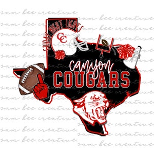 Canyon Cougars Texas football digital design / school spirit small town big state pride /  sublimation png file / instant digital download