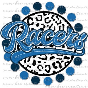 Racers leopard round game day digital design / sublimation png file / instant digital download / baseball softball football basketball