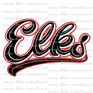 Elks digital design / sublimation png file / instant digital download / all sports team spirit / red and black