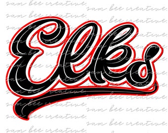 Elks digital design / sublimation png file / instant digital download / all sports team spirit / red and black