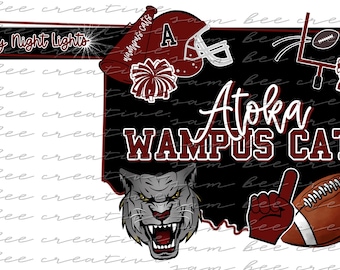 Atoka Wampus Cats Diseño digital del orgullo del estado de Oklahoma / archivo png de sublimación / descarga digital instantánea / solicite su estado de equipo y deportes