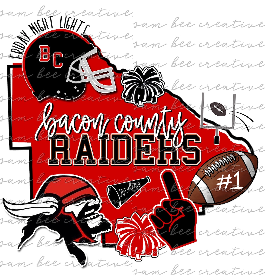 Bacon County Raiders Football Pride Digital Design / Etsy