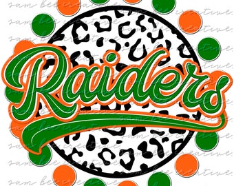Raiders leopard print digital design / cheetah game day baseball softball football bball / sublimation png file / instant digital download