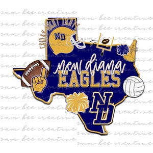 New Diana Eagles Texas football digital design / school spirit small town big state pride / sublimation png file / instant digital download