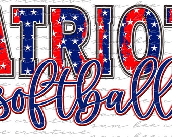 Patriots Softball patriotisches digitales Design / Cheer Football Softball Basketball Spieltag / Sublimation png Datei / direkter digitaler Download
