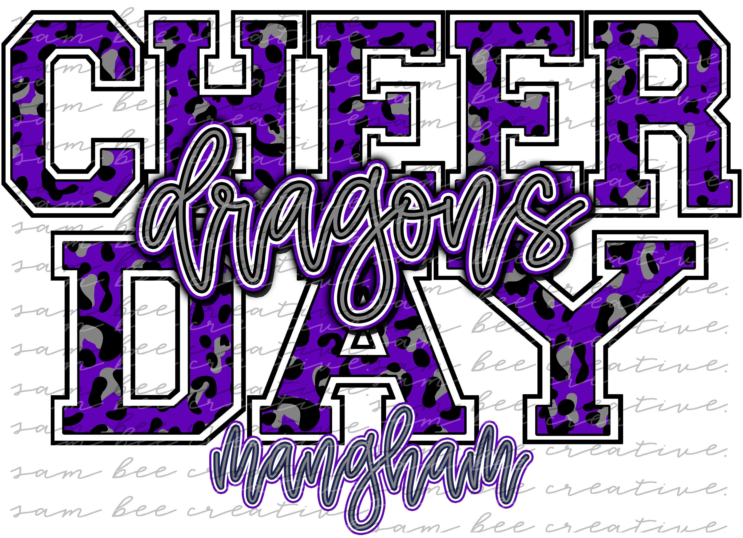 Mangham Dragons Cheer Day Digital Design / Baseball Football Leopard
