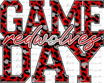 Diseño digital del día del juego Redwolves / patrón de guepardo leopardo / archivo png de sublimación / descarga digital instantánea / espíritu escolar todos los deportes