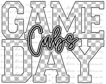 Cubs Spieltag digitales Design / Baseball Fußball Basketball Retro karierter Spieltag / Sublimation png Datei / sofortiger digitaler Download