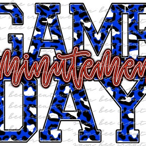 Minutemen game day digital design / sublimation png file / instant digital download / football basketball baseball leopard game day design