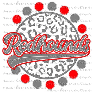 Redhounds game day digital design / football baseball softball leopard cheetah game day / sublimation png file / instant digital download