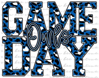 Owls game day digital design / sublimation png file / instant digital download / baseball softball leopard cheetah football basketball