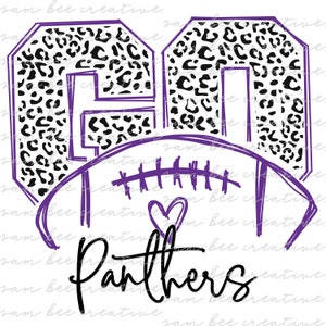 Panthers leopard print football digital design / panthers football design/ panther cheetah / sublimation png file / instant digital download