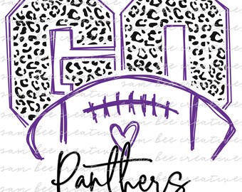 Panthers leopard print football digital design / panthers football design/ panther cheetah / sublimation png file / instant digital download
