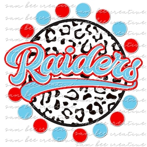 Raiders leopard print digital design / cheetah game day baseball softball football bball / sublimation png file / instant digital download