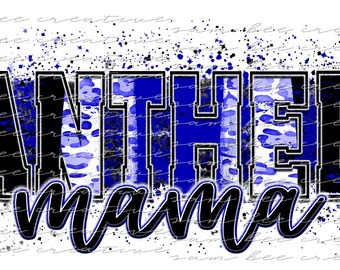 Panthers mama leopard brush stroke digital design / cheetah paint splatter game day design / sublimation png file / instant digital download