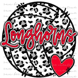 Longhorns cheetah volleyball digital design / leopard print volleyball design / sublimation png digital download / instant digital download