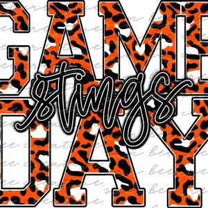 Stings leopard brush strokes digital design / game day football baseball / sublimation png file / instant digital download / school spirit
