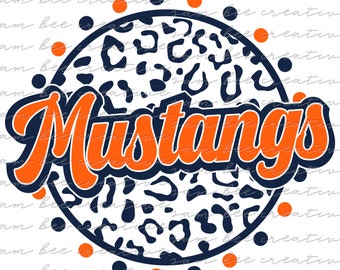 Diseño digital del día del juego de los Mustangs / día del juego de leopardo de fútbol de softbol de béisbol / archivo png de sublimación / descarga digital / descarga instantánea