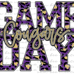 Cougars game day digital design / sublimation png file digital download / instant digital download / football basketball volleyball leopard