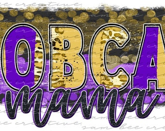 Bobcat Mama Leopard digitales Design / Leopard Pinselstriche lila und gold / Sublimation png Datei / direkter digitaler Download
