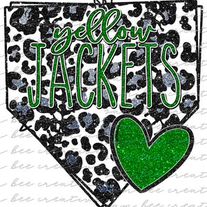Yellowjackets glitter home plate digital design / baseball softball cheetah leopard / sublimation png file / instant digital download