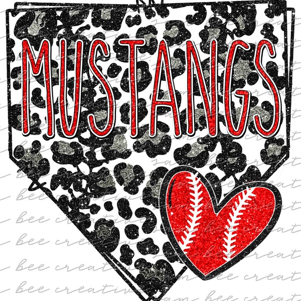 Mustangs glitter home plate digital design / baseball softball cheetah leopard / sublimation png file / instant digital download