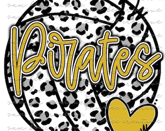 Piraten Leopardvolleyball digitales Design / Piratengepardenvolleyballdesign / Sublimation png digitaler Download / sofortiger digitaler Download