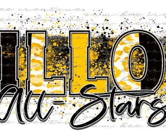 Dillon All-stars black and gold game day digital design / school spirit leopard cheetah / sublimation png file / instant digital download