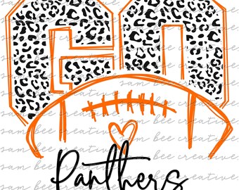 Panthers leopard print football digital design / panthers football design/ panther cheetah / sublimation png file / instant digital download