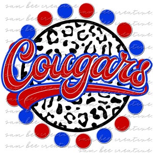 Cougars leopard print game day digital design / cheetah baseball softball leopard royal / sublimation png file / instant digital download