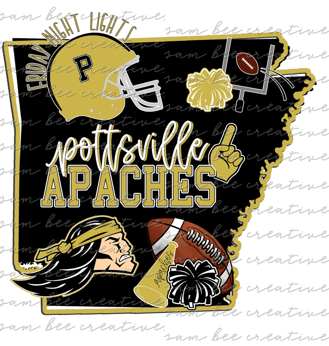Pottsville Apaches Arkansas AR Football Digital Design / School Spirit