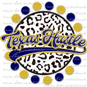 Texas hustle leopard round game day digital design / sublimation png file / instant digital download / baseball softball football basketball