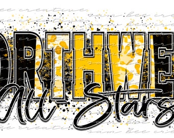 Northwest All-stars black and gold game day digital design / school spirit leopard cheetah / sublimation png file / instant digital download
