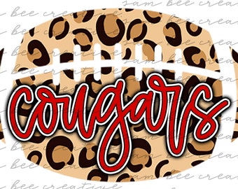 Cougars football leopard football digital design / sublimation png file digital download / customize for your team