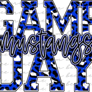 Mustangs game day digital design / leopard cheetah print / sublimation png file / instant digital download / school spirit design all sports