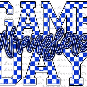 Wranglers checkerboard game day digital design / Wranglers retro sports / sublimation png digital download / instant digital download